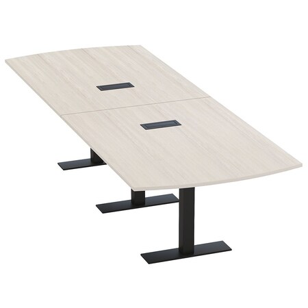 Skutchi Designs 12ft Arc Rectangle Conference Table With Power | Harmony Series | 12 Person Meeting Room Table HAR-AREC-48X144-T.BK-K458-EBLK