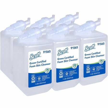 Scott Green Certified Foam Hand Soap, 1.0 L Refills for Compatible Scott Manual Dispensers, 6PK 91565