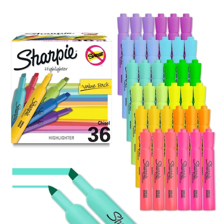 Sharpie Highligthers, Assorted Fluorescent, PK36 2157487