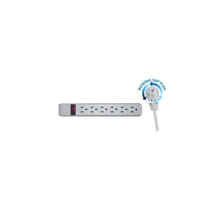 Cable Wholesale Power Strip, Surge, 5-15R, 5-15P, 15 ft., Gray 51W1-19215