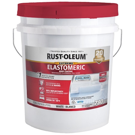 Rust-Oleum 4.75 Gallon Rust-Oleum 301992 White Roofing 780 Extreme Elastomeric Roof Coating 301990