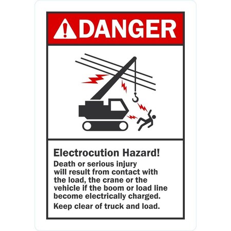 Lyle Electrocution Hazard! Keep Clear, 3.5x5, Non-Reflective, White G-14631-ND_3.5x5