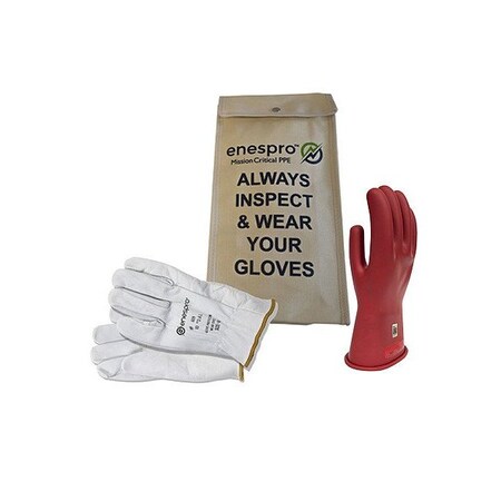 National Safety Apparel Electrical Glove Kit, Leather, Rubber, Red, 9 KITGC0R09