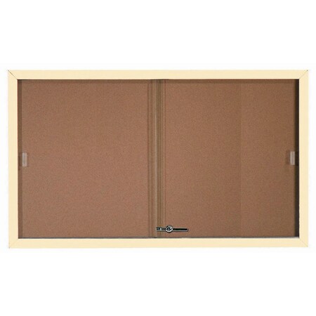 Aarco Enclosed Bulletin Board w/ Al Frame Sliding Doors, Powder Coated Ivory, 36''Hx60''W SBC3660IV