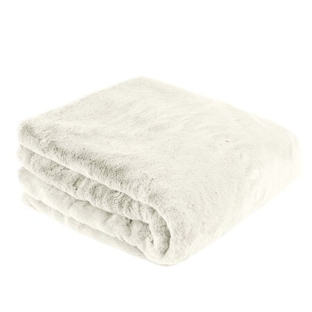 Lavish Home Faux Fur Throw Blanket for Couch, Beige, 50 in x 60 in 68-THROW-BGE