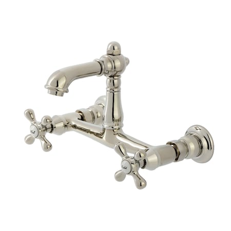 Kingston Brass Double-Handle Wall Mount Bathroom Faucet, Polished Nickel KS7256AX