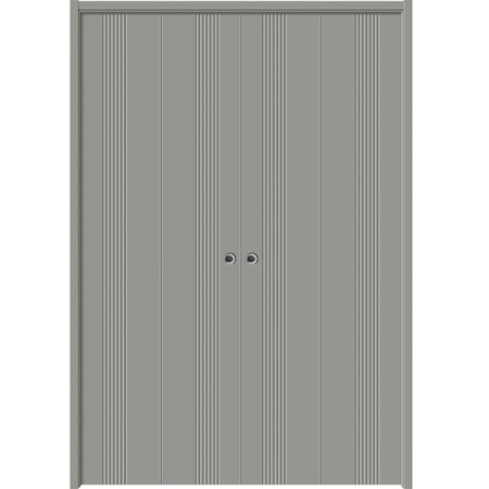 Sartodoors Sliding Closet Double Bi-fold Doors 96 x 84 inches, BASIC 0111 Dove Grey, Sturdy Tracks Moldings T BASIC0111DBF-MAG-96x84 (4* 24x84)