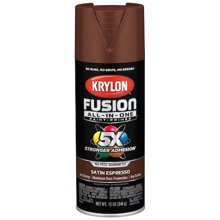 Fusion All-In-One 12 Oz Krylon Espresso Paint & Primer Spray Paint, Satin K02738007