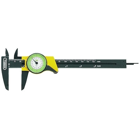 General Tools Dial Caliper, 0 to 6 in, SAE Graduation, 6 in Jaw, Analog Display, Plastic 142