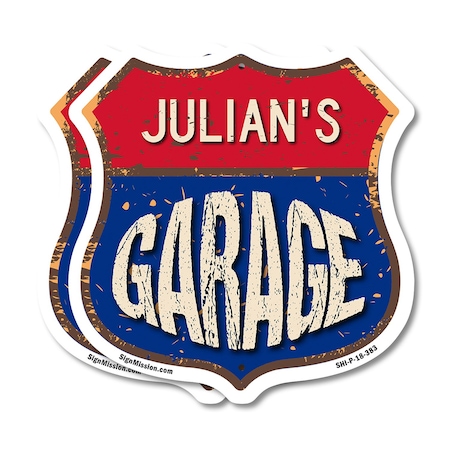 Signmission Julian's Garage, 18 inch X 18 inch, Plastic Sign, 2PK SHI-P-2PACK-18-383-JULIAN