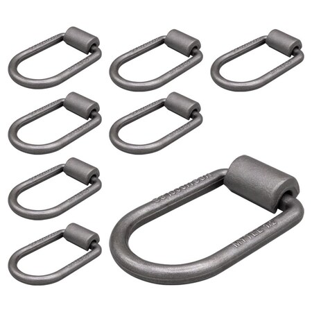 Mytee Products 8 Pack 1/2in Heavy Duty Weld-On Extended Forged D Ring w/ Brackets 3333 lbs WLL, 8PK D-Ring12-W-Extx8