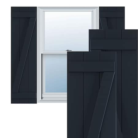 Ekena Millwork True Fit PVC Three Board Joined Board-n-Batten Shutters w/Z-Bar Starless Night Blue, 16 1/8Wx38H, PR TFP102BBF16X038OB