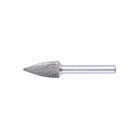 Pferd Carbide Tree/Pointed Shaped Bur Bit, 3/8 inDia. x 3/4 inL Cut, 3R Double Cut 419-22294