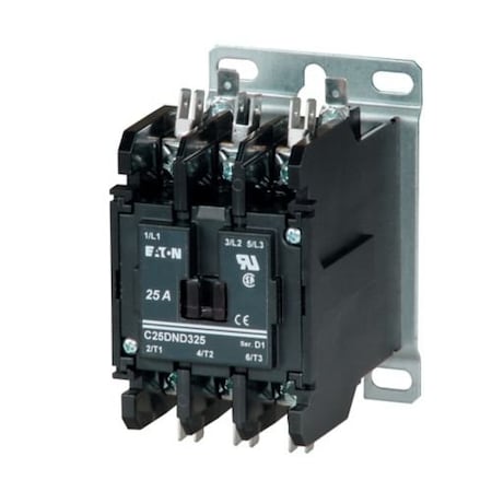 Eaton Definite Purpose Contactor, 24V AC, 2 P, Non-Reversing C25DND225T
