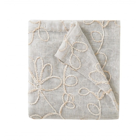 Homeroots Set of Two 84" Tan Floral Embroidered Window Panels, 2PK 473414