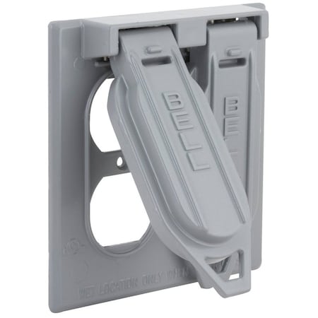 Hubbell Cover, 4-17/32 in L, 4-17/32 in W, Metal, Gray, Powder-Coated 5148-5