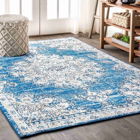 Jonathan Y Bohemian FLAIR Boho Vintage Medallion Blue/Cream 3 ft. x 5 ft. Area Rug BMF104B-3