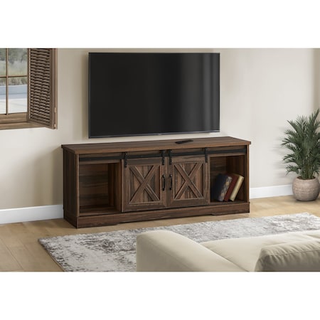 Monarch Specialties Tv Stand, 60 Inch, Console, Storage Cabinet, Living Room, Bedroom, Laminate, Brown I 2748