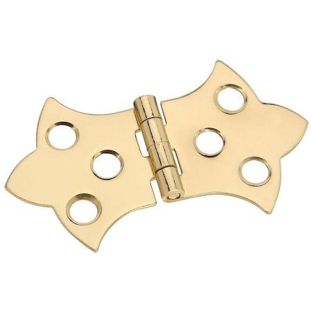 National Hardware Decorative Hinge, 1.36 in H Door Leaf, 0.04 in Thick Door Leaf, Brass, Solid Brass, 2 lb, 2PK N211-821