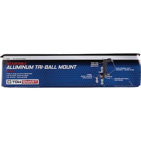 Towsmart 6'' Drop Adjustable Tri-Ball Mount with Interchangeable Hitchballs 12000 Lb. Capacity 9297