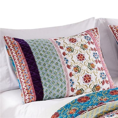 Deluxdesigns 36 in. Cotton Fill Medallion Print Quilted Pillow Sham, Multi Color - King Size DE3345692