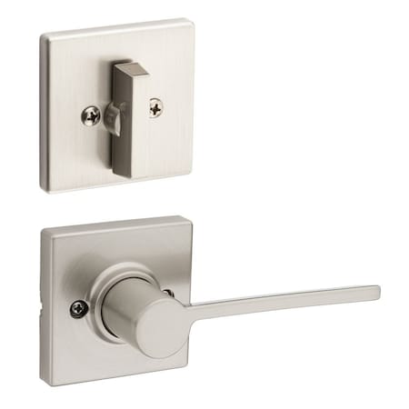 Kwikset Left Hand Ladera Lever with Square Rose Interior Single Cylinder Handleset Trim Compatible with 966LRLSQTLH-15.UNIV