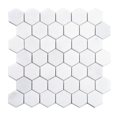 Apollo Tile 12x12 Thassos Honed Snow White Marble Mosaic Hexagon Wall and Floor Tile 4.83 sq ft/case, 5PK APLMKN88G53HA