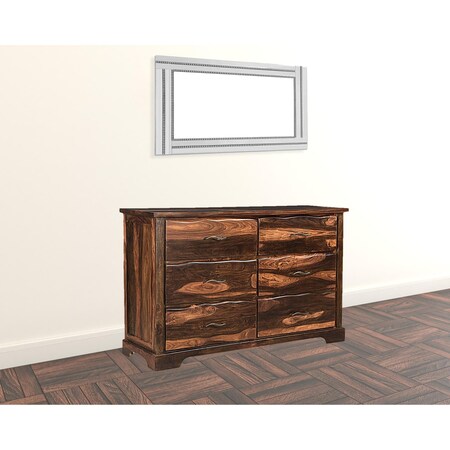 Homeroots 60" Dark Brown Solid Wood Six Drawer Dresser 521231