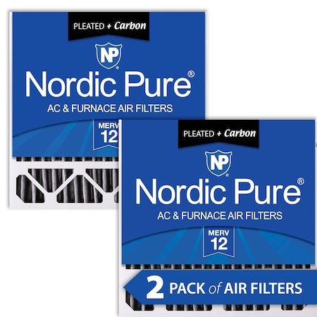 Nordic Pure 20x20x5 Plus Carbon Pleated Air Filter, High Capacity, MERV 12, 2 PK 20x20x5HPM12C-2