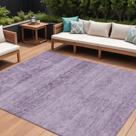 Homeroots 9' X 12' Plum And Purple Medallion Washable Indoor Outdoor Area Rug 616128