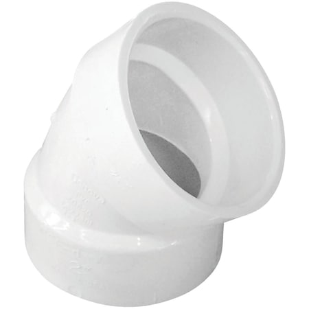 Ipex 2'' Hub x Hub Schedule 40 45 Deg. Short Radius DWV PVC Elbow, 1/8 Bend 192522P
