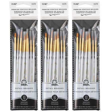 Folkart Detail Round Brush Set, 10-Piece Set, 3PK 44278