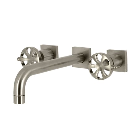 Kingston Brass Two-Handle Wall Mount Tub Faucet, Brushed Nickel KS6028RX