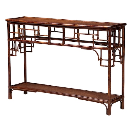Bali & Pari Sebalio Marbled Tortoise Natural Rattan Console Table 259-14305-ZORO