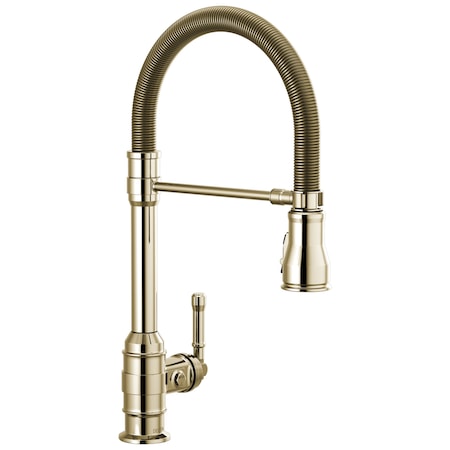 Delta Broderick Single Handle Pull-Down Kitchen Faucet With Spring Spout In Polished Nickel 9690-PN-DST