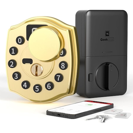 Wrightmaster 4 in 1 Corded Aluminum Smart Lock Deadbolt with App Biometric, Keyless Entry Door Lock with Keypad,  ZR-F401G