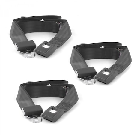 Geared2Golf Standard 2 Point Charcoal Lap Bench Seat Belt Kit with 3 Belts for 1967-1969 Camaro GE1351643