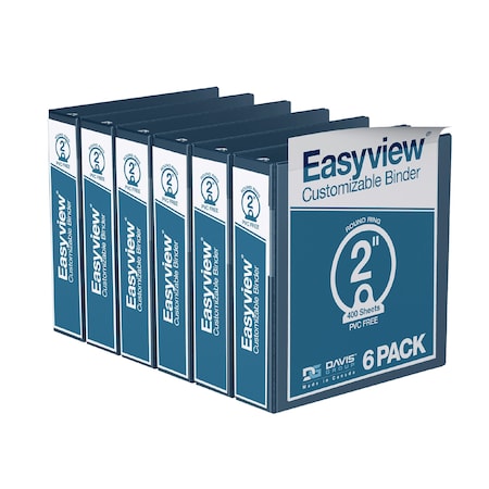 Davis Group Easyview Premium, Round Ring, Customizable, View Binder, (Navy Blue, 2"), PK6 8413-72-06