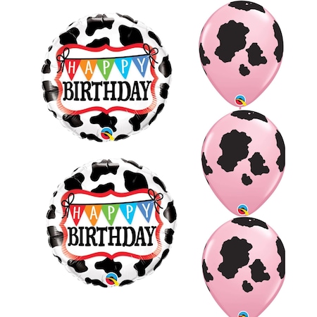 Loonballoon 2 pcs 18 inch BIRTHDAY HOLSTEIN COW and 11 Inch Latex Set LB-26553-Q-P-latexs