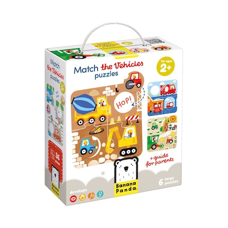 Banana Panda Match the Vehicles Puzzles, 6 Puzzles, Ages 2+ 49209