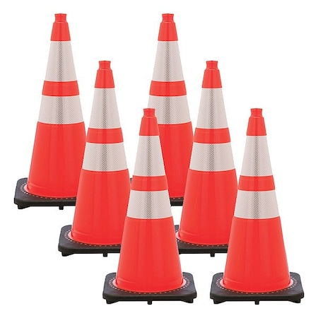Mr. Chain Traffic Cone, Orange, 28 in H, PVC, PK6 97580-6