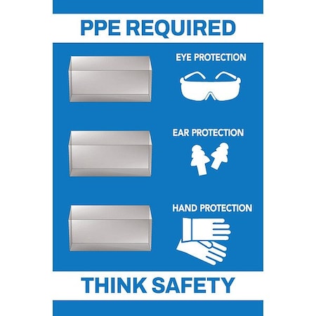 Visual Workplace PPE Shadow Board, Blue, 24 in H 30-1910-3624-P10801