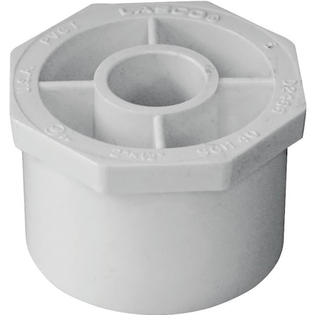 Lasco 437247BC Reducing Bushing, 2 x 12 in, Spigot x Slip, PVC, White, SCH 40 Schedule 437247-BC