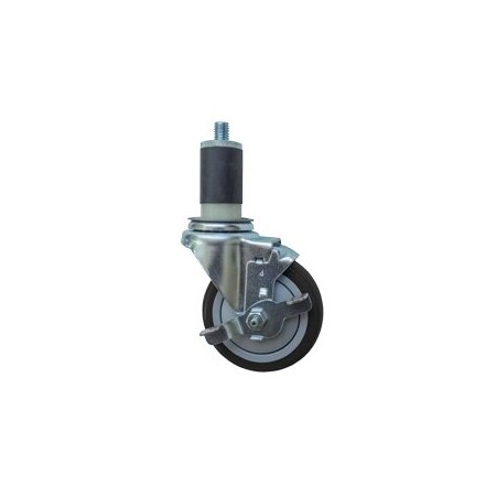 Service Caster 4'' SS Black Poly Swivel 7/8'' Expanding Stem Caster with Brake SCC-SSEX20S414-PPUB-BLK-TLB-78
