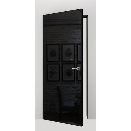 Sartodoors Invisible Solid Hidden Door with Handle Black 36x96 Solid Core Modern Interior TERMIX0801HFB-BLK-36x96-RH-I