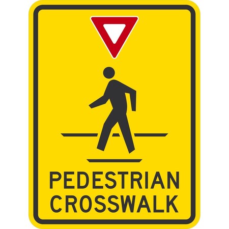 Lyle Pedestrian Crosswalk W/Yield Sym & Ped Xing Sym, 18x24, Engineer Grade, Yellow G-10250-EG_18x24