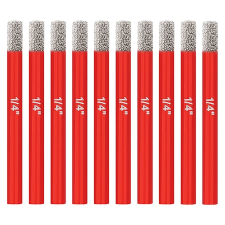 Monopro Dry Diamond Drill Bit Set 1/4in, Vacuum Brazed Diamond Bits for Drill with Storage Case, 10 pc DB-102