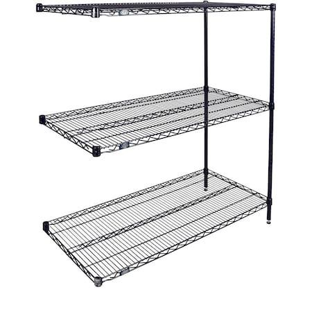 Global Industrial Nexel 3 Shelf, Nexelon Blue Wire Shelving Unit, Add On, 36"W x 14"D x 54"H B3151494
