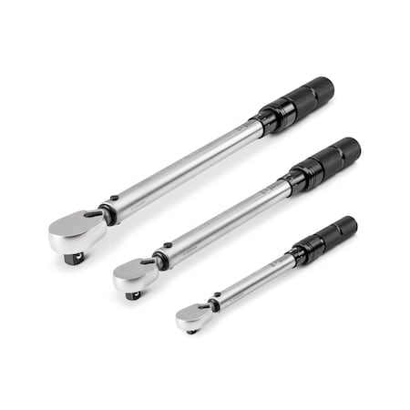 Tekton 3pc 1/4, 3/8, 1/2in Dual-Direction Micrometer Torque Wrench Set (20-200in-lb, 10-100ft-lb, 40-200ft-lb) TRQ95901