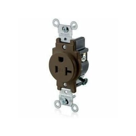 Leviton Straight Blade Receptacle, 5-20R, 20 A, 125V AC, 2 Pole, 3 Wire, Flush Mount, Grounded T5020